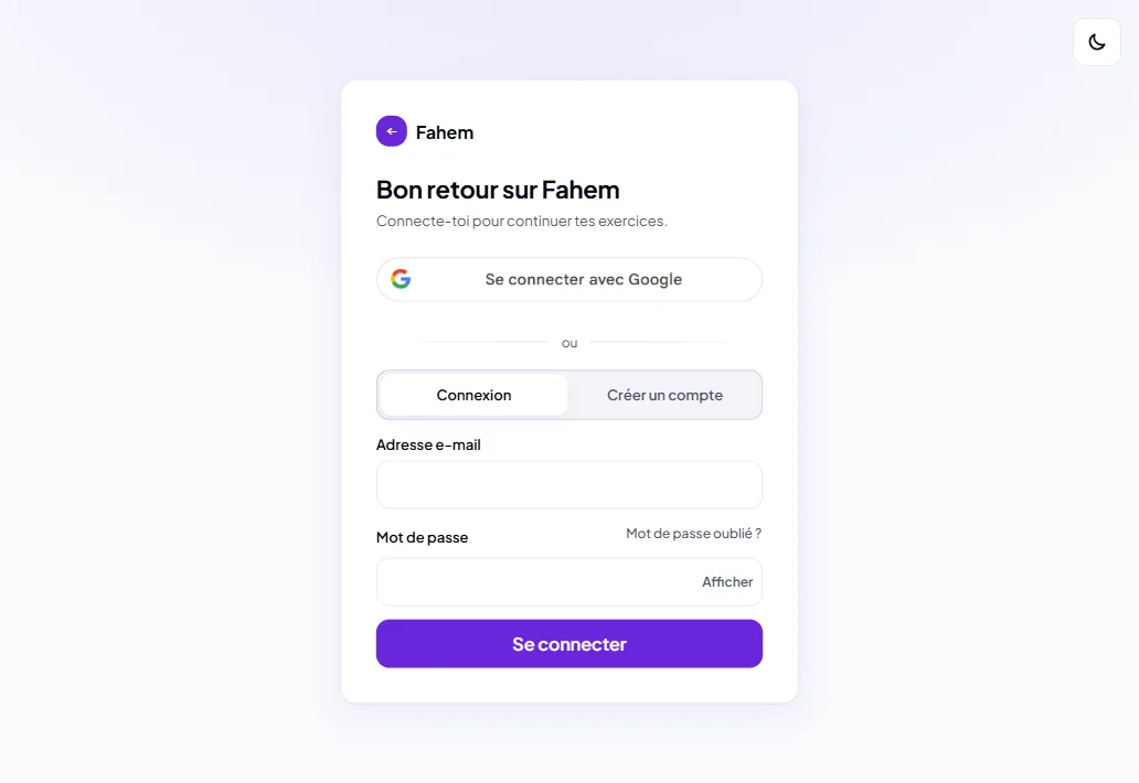 The sign-in screen