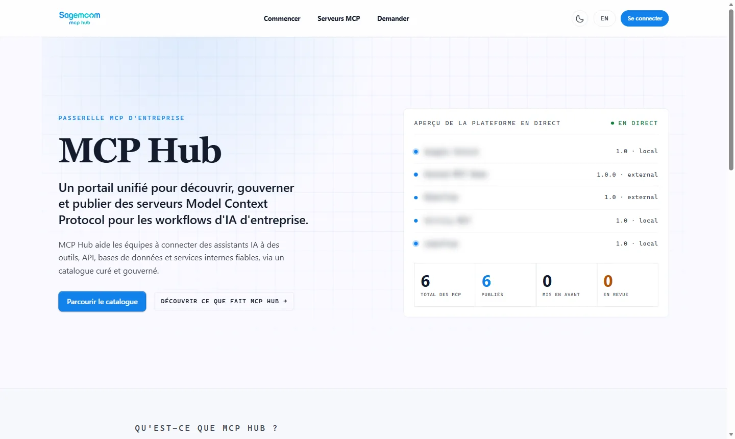 The MCP Hub dashboard